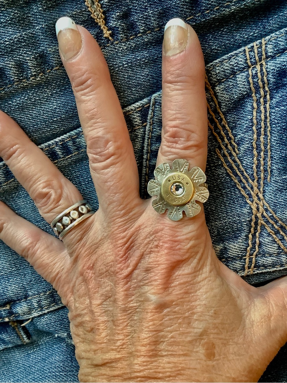 USA Brass Floral ammunition casing   ring , size 8.5
